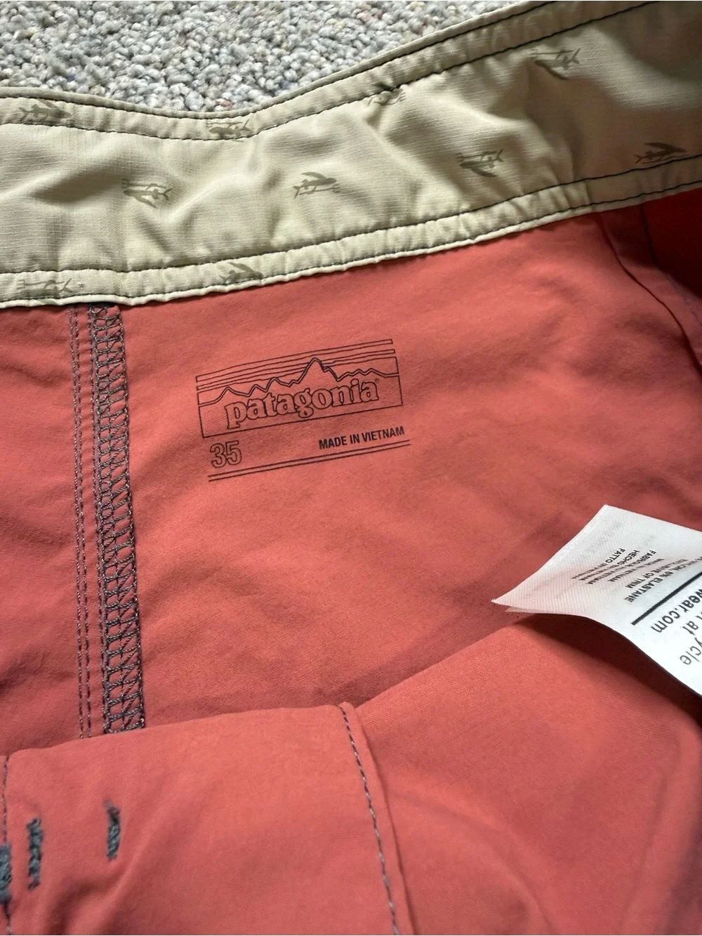 Patagonia Men’s Rust Red Board Shorts with Charcoal Trim 7” inseam